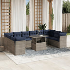11-teiliges Gartensofa-Set mit Kissen, grau, Polyrattan