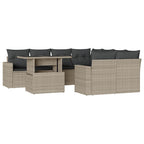9-tlg. Garten-Sofagarnitur mit Kissen Hellgrau Poly Rattan