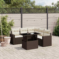 6-tlg. Garten-Sofagarnitur mit Kissen Braun Poly Rattan