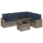 7-teiliges Gartensofa-Set mit Kissen, grau, Polyrattan
