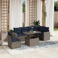 7-teiliges Gartensofa-Set mit Kissen, grau, Polyrattan