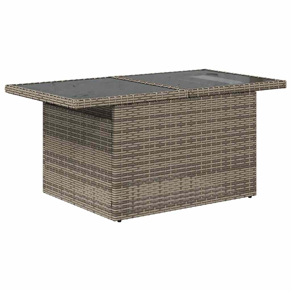 9-teiliges Gartensofa-Set mit Kissen, grau, Polyrattan