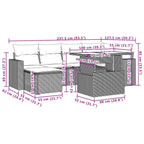 7-teiliges Gartensofa-Set mit Kissen, grau, Polyrattan
