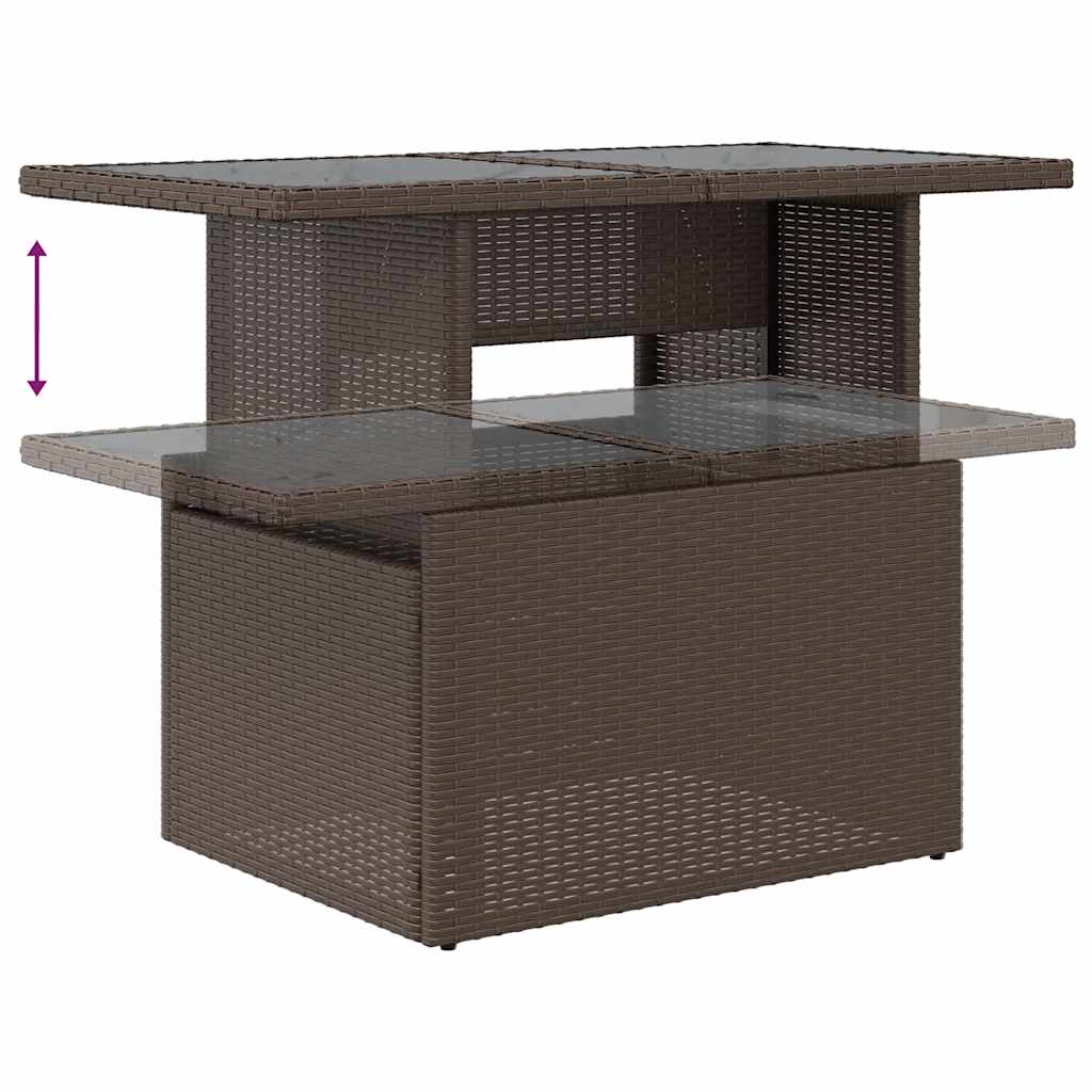 7-teiliges Gartensofa-Set mit Kissen, braun, Polyrattan