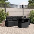 5-tlg. Garten-Sofagarnitur mit Kissen Schwarz Poly Rattan