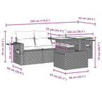 5-teiliges Gartensofa-Set mit Kissen, braun, Polyrattan