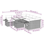 9-tlg. Garten-Sofagarnitur mit Kissen Schwarz Poly Rattan