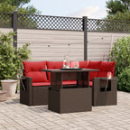 5-teiliges Gartensofa-Set mit Kissen, braun, Polyrattan