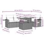 6-teiliges Gartensofa-Set mit Kissen, grau, Polyrattan