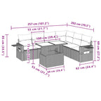 7-tlg. Garten-Sofagarnitur mit Kissen Hellgrau Poly Rattan