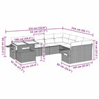 10-tlg. Garten-Sofagarnitur mit Kissen Hellgrau Poly Rattan