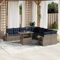 11-teiliges Gartensofa-Set mit Kissen, grau, Polyrattan