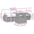 5-tlg. Garten-Sofagarnitur mit Kissen Braun Poly Rattan