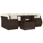 7-tlg. Garten-Sofagarnitur mit Kissen Braun Poly Rattan