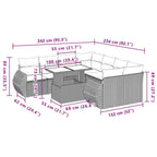 9-tlg. Garten-Sofagarnitur mit Kissen Beige Poly Rattan