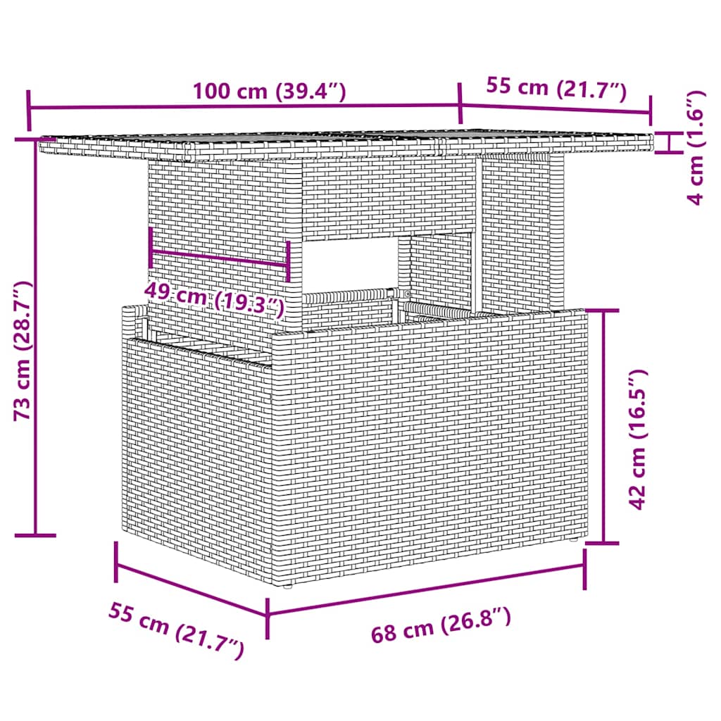9-tlg. Garten-Sofagarnitur mit Kissen Hellgrau Poly Rattan