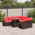 9-teiliges Gartensofa-Set mit Kissen, braun, Polyrattan