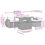 6-teiliges Gartensofa-Set mit Kissen, braun, Polyrattan