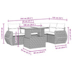 6-tlg. Garten-Sofagarnitur mit Kissen Schwarz Poly Rattan