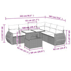 7-tlg. Garten-Sofagarnitur mit Kissen Schwarz Poly Rattan