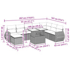 9-tlg. Garten-Sofagarnitur mit Kissen Hellgrau Poly Rattan