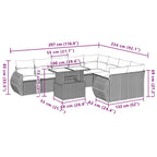 10-tlg. Garten-Sofagarnitur mit Kissen Hellgrau Poly Rattan