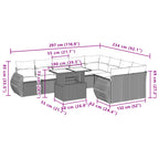 10-tlg. Garten-Sofagarnitur mit Kissen Braun Poly Rattan