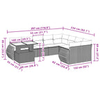10-tlg. Garten-Sofagarnitur mit Kissen Braun Poly Rattan