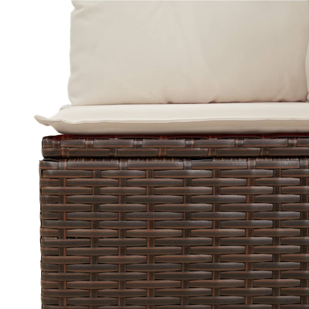 11-tlg. Garten-Sofagarnitur mit Kissen Braun Poly Rattan