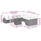 11-tlg. Garten-Sofagarnitur mit Kissen Braun Poly Rattan