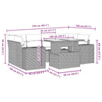 7-tlg. Garten-Sofagarnitur mit Kissen Grau Poly Rattan