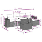 6-teiliges Gartensofa-Set mit Kissen, grau, Polyrattan