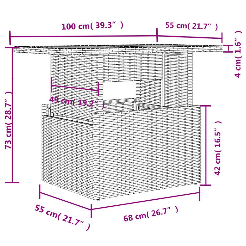 7-teiliges Gartensofa-Set mit Kissen, braun, Polyrattan