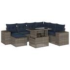 8-teiliges Gartensofa-Set mit Kissen, grau, Polyrattan