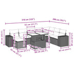 9-teiliges Gartensofa-Set mit Kissen, braun, Polyrattan