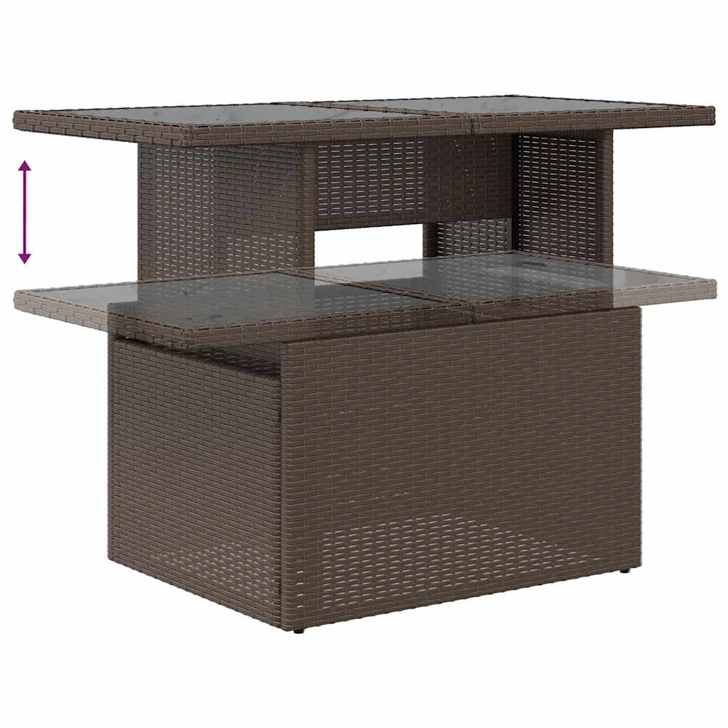 10-teiliges Gartensofa-Set mit Kissen, braun, Polyrattan