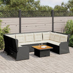 7-tlg. Garten-Lounge-Set mit Kissen Schwarz Poly Rattan