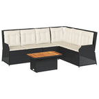 5-tlg. Garten-Lounge-Set mit Kissen Schwarz Poly Rattan