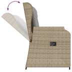 3-tlg. Garten-Lounge-Set mit Kissen Beige Poly Rattan