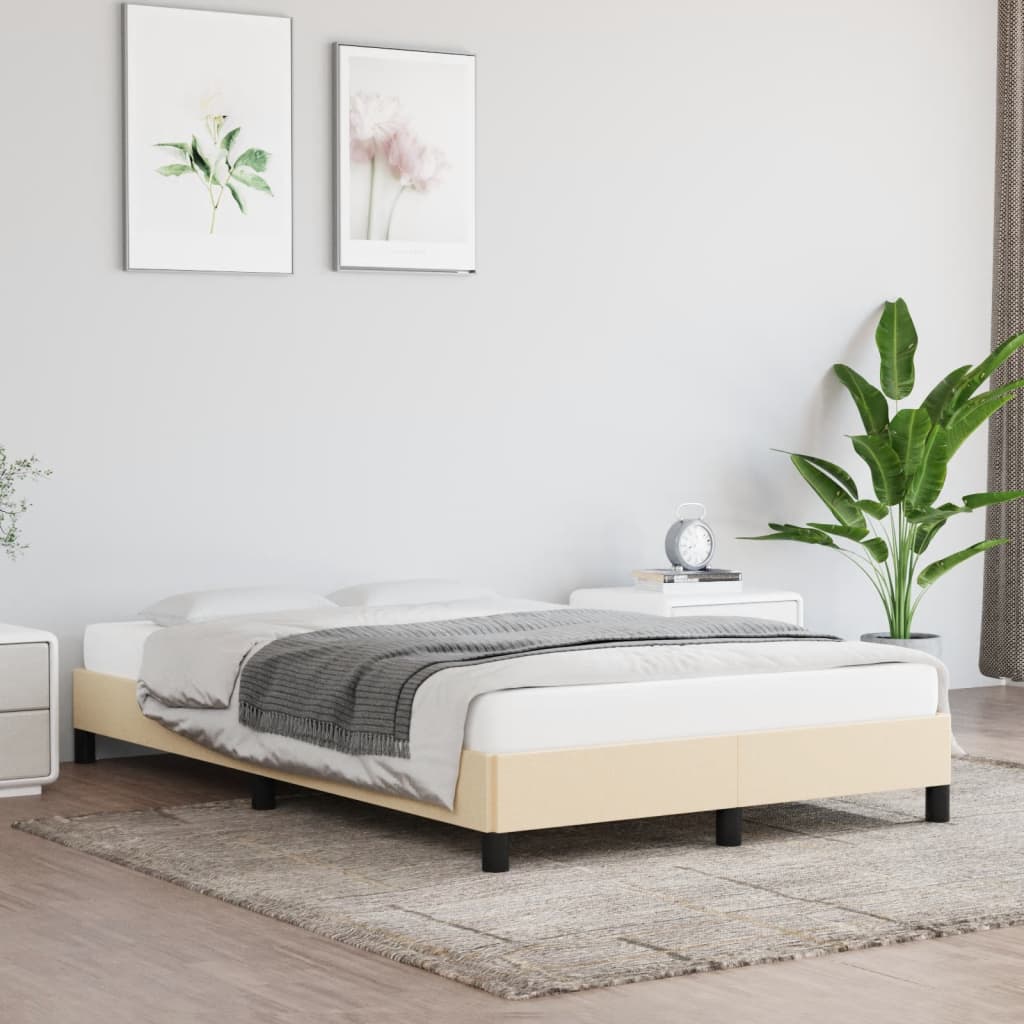 Bettgestell ohne Matratze Creme 120x190 cm Stoff