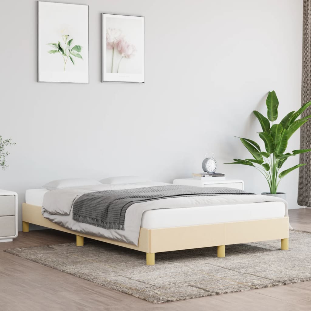 Bettgestell ohne Matratze Creme 120x190 cm Stoff