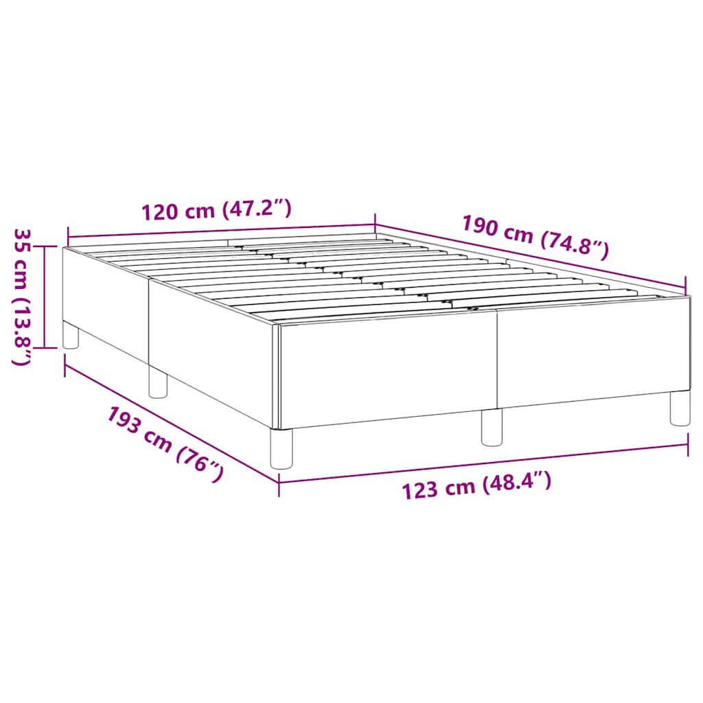 Bettgestell ohne Matratze Dunkelgrau 120x190 cm Stoff