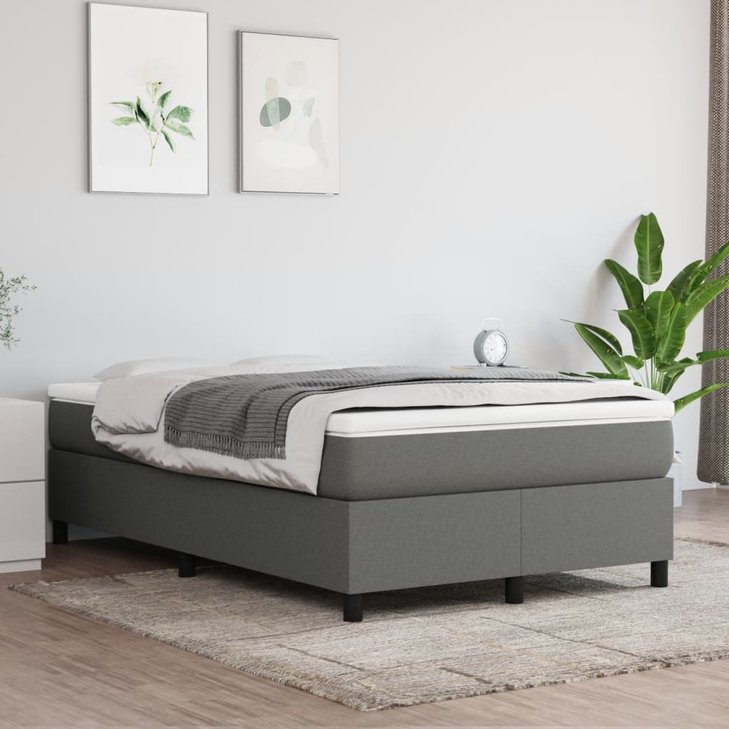 Boxspringbett mit Matratze Dunkelgrau 120x190 cm Stoff
