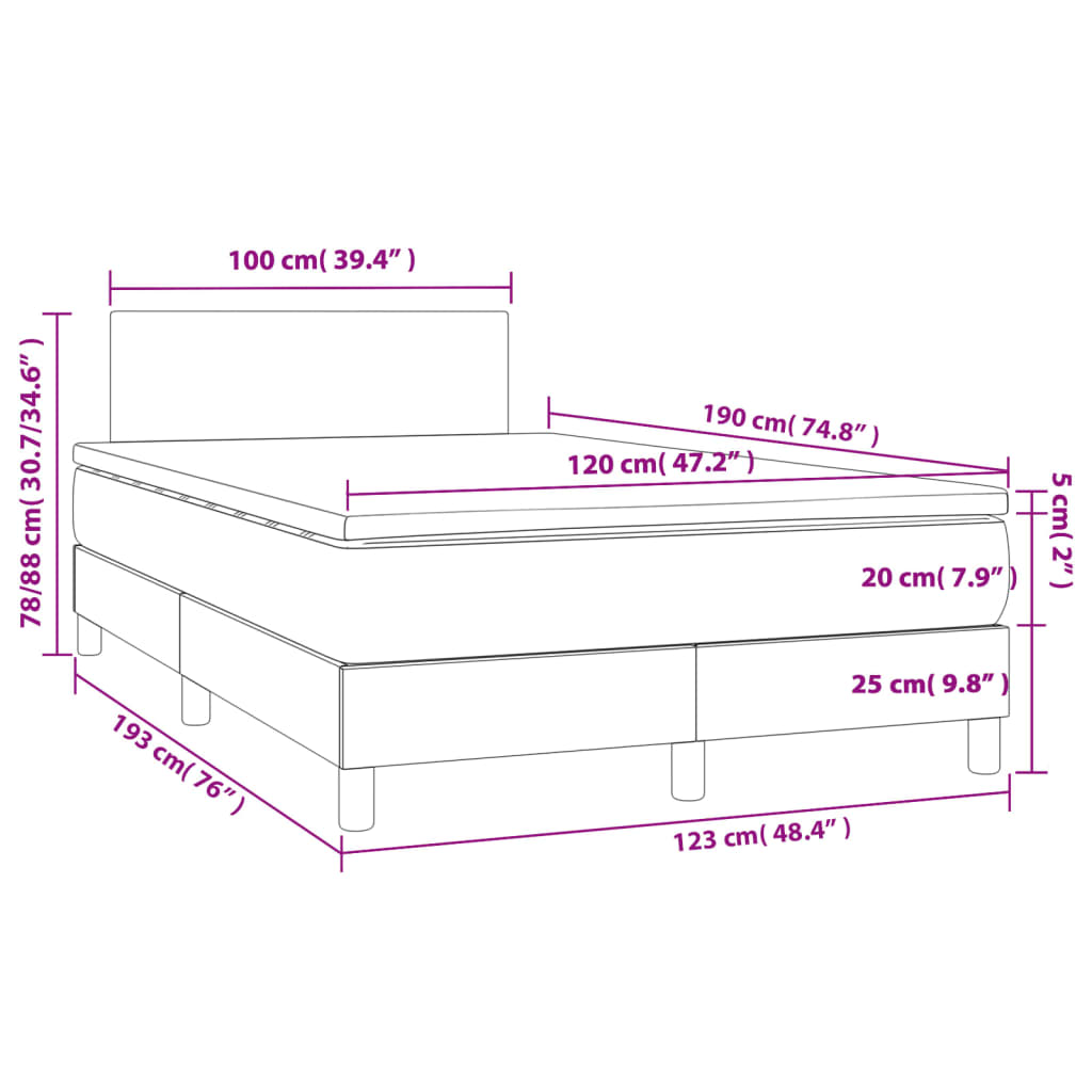 Boxspringbett mit Matratze Dunkelbraun 120x190 cm Stoff