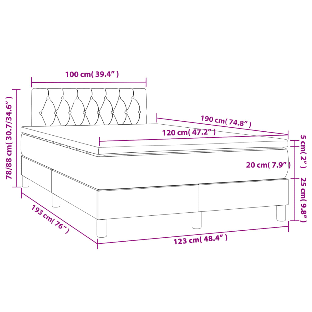 Boxspringbett mit Matratze Taupe 120x190 cm Stoff