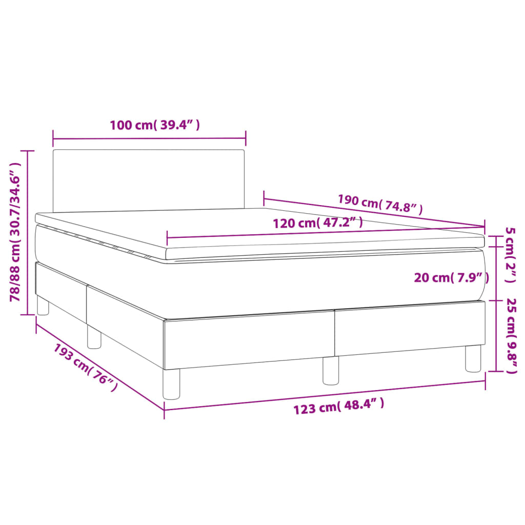 Boxspringbett mit Matratze Dunkelbraun 120x190 cm Stoff