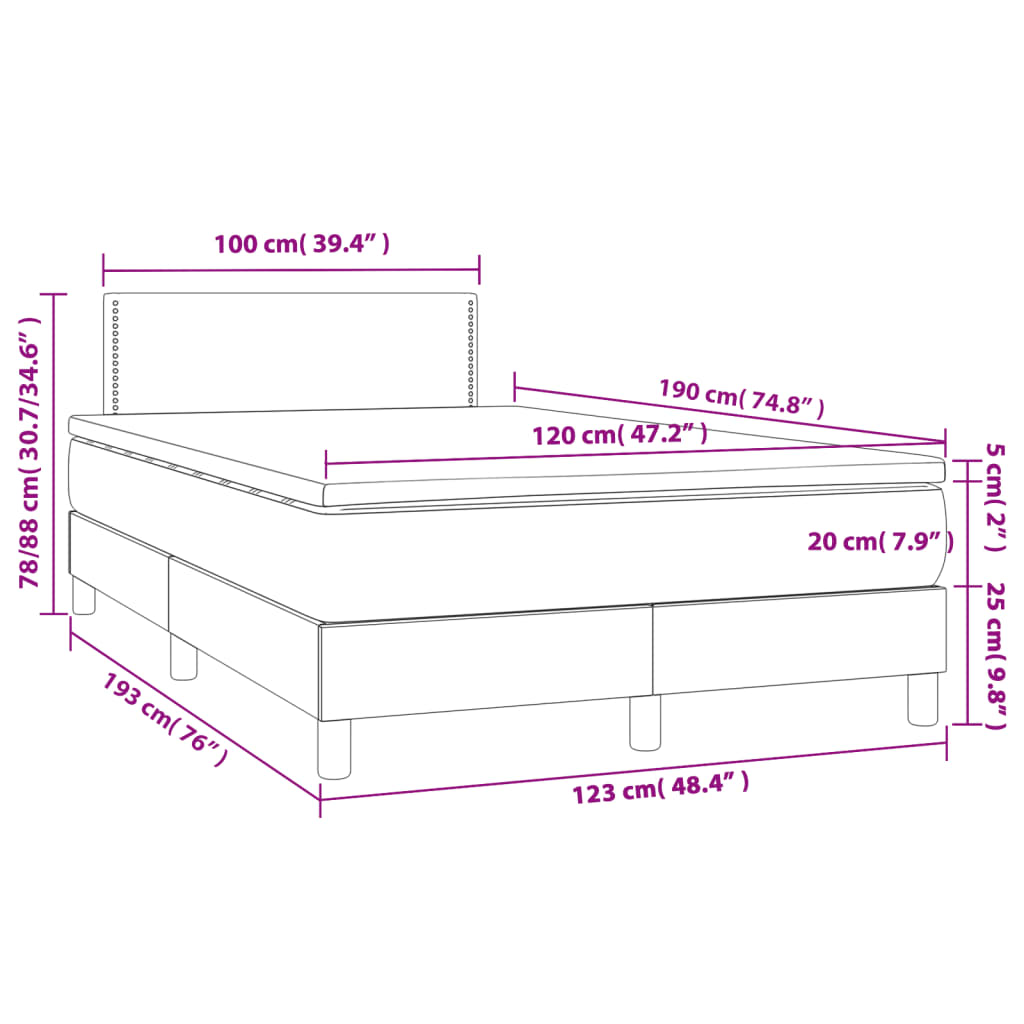 Boxspringbett mit Matratze Dunkelbraun 120x190 cm Stoff