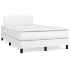 Boxspringbett mit Matratze Weiß 120x190 cm Kunstleder