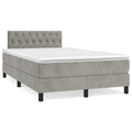 Boxspringbett mit Matratze Hellgrau 120x190 cm Samt