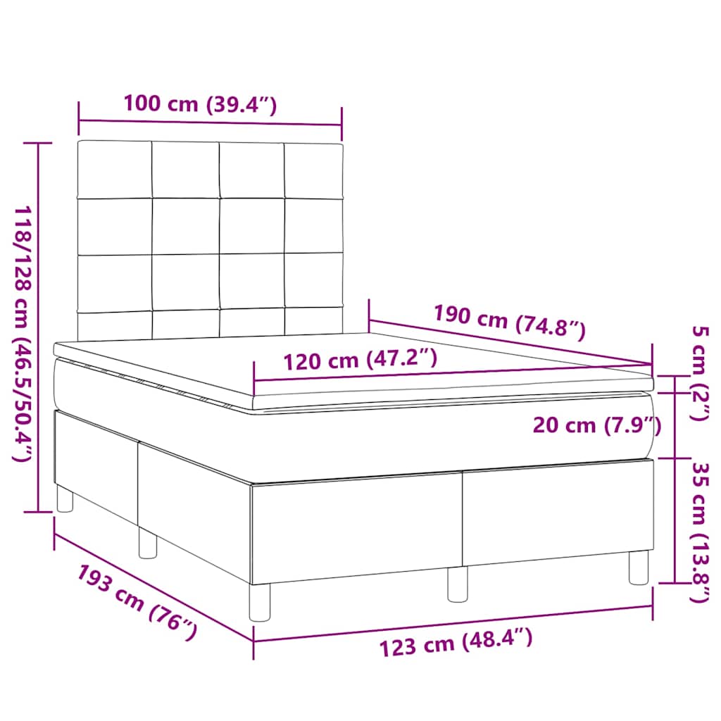 Boxspringbett mit Matratze Schwarz 120x190 cm Stoff